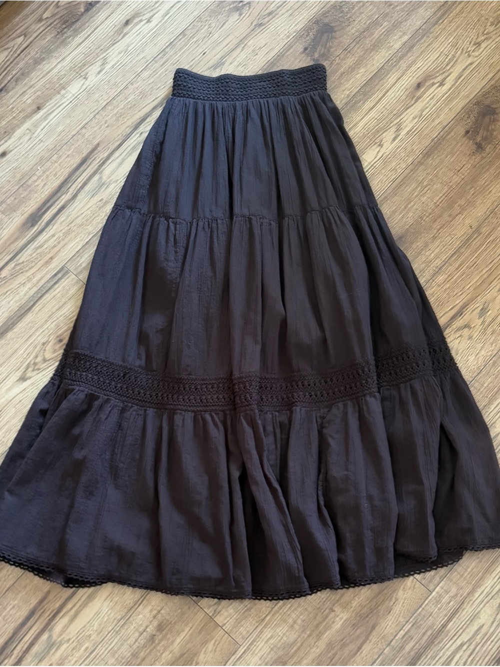 Brown Tiered Maxi Skirt - Women